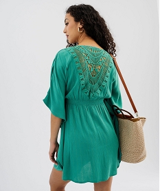robe de plage a rayures pailletees et dos brode femme vert standard vetements de plageG598301_3