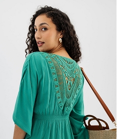 robe de plage a rayures pailletees et dos brode femme vert standard vetements de plageG598301_4