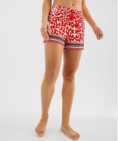 GEMO Short de plage à imprimé ethnique femme rouge standard