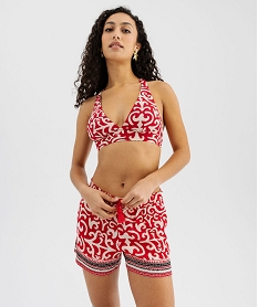 short de plage a imprime ethnique femme rouge standard vetements de plageG598501_4