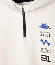 sweat de sport a capuche avec col zippe garcon blanc chine sweatsG599601_2