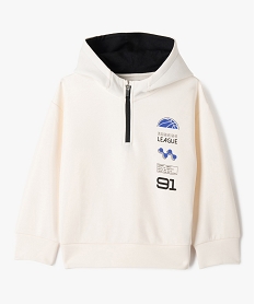 sweat de sport a capuche avec col zippe garcon blanc chine sweatsG599601_4