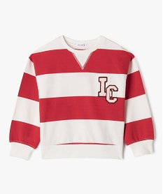 GEMO Sweat rayé avec motif en maille bouclette garçon - LuluCastagnette rouge standard
