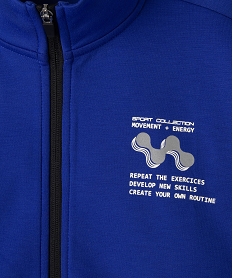 sweat zippe en maille extensible et douce garcon bleu standard sweatsG602501_2