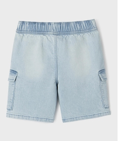 bermuda parachute en jean stretch avec taille ajustable garcon bleuG605601_3