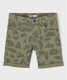 bermuda en coton twill imprime a revers garcon vert standardG607201_4