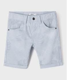 bermuda en coton twill imprime a revers garcon grisG607401_4