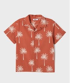 GEMO Chemise manches courtes à motifs palmiers garçon marron standard