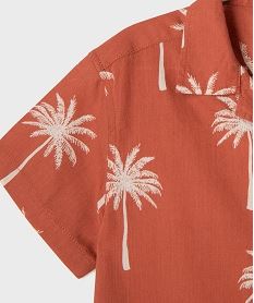 chemise manches courtes a motifs palmiers garcon marron standardG608801_2