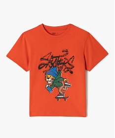 GEMO Tee-shirt à manches courtes à motif streetwear garçon orange standard