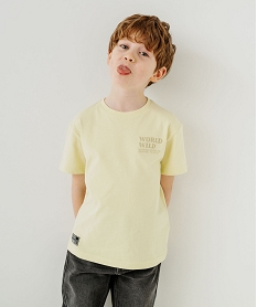 GEMO Tee-shirt manches courtes imprimé devant et dos garçon jaune standard
