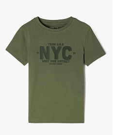 GEMO Tee-shirt à manches courtes avec inscription garçon kaki standard