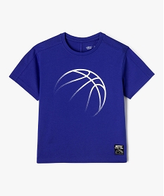 GEMO Tee-shirt manches courtes coupe oversize thème sport garçon bleu standard