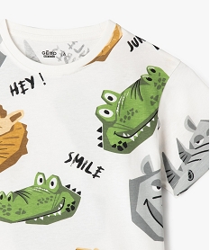 tee-shirt manches courtes a motifs animaux de la jungle garcon blanc tee-shirtsG616301_2