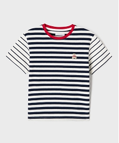 GEMO Tee-shirt manches courtes à rayures garçon - LuluCastagnette blanc standard