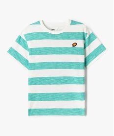 GEMO Tee-shirt manches courtes à larges rayures garçon vert standard