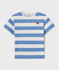 GEMO Tee-shirt manches courtes à larges rayures garçon bleu standard
