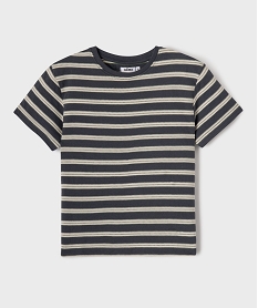 GEMO Tee-shirt manches courtes à rayures brodées garçon bleu standard
