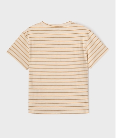tee-shirt manches courtes raye a col tunisien garcon beige standard tee-shirtsG620301_3
