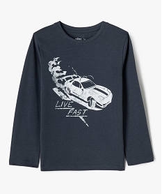 tee-shirt manches longues en coton imprime garcon bleu tee-shirtsG622601_4
