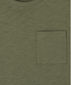 tee-shirt a manches longues avec poche poitrine garcon kaki standard tee-shirtsG623101_2