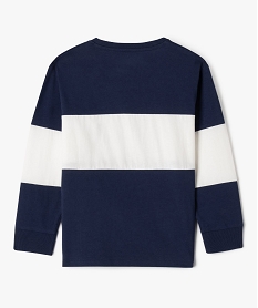 tee-shirt manches longues bicolore garcon - lulucastagnette bleu tee-shirtsG623201_3