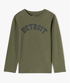 tee-shirt manches longues en coton imprime garcon vert tee-shirtsG623301_2