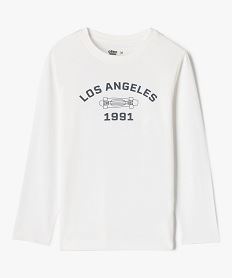 tee-shirt manches longues en coton imprime garcon blanc tee-shirtsG623401_2