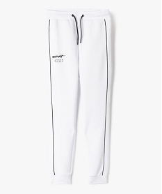GEMO Pantalon de jogging avec liserés contrastants garçon Blanc
