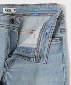 bermuda en jean stretch coupe slim taille ajustable avec revers garcon blanc chineG626501_2