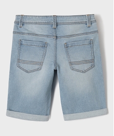 bermuda en jean stretch coupe slim taille ajustable avec revers garcon blanc chineG626501_3