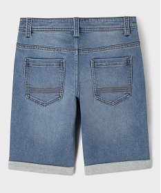 bermuda en jean stretch coupe slim taille ajustable avec revers garcon grisG626601_3