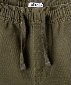 bermuda cargo regular en coton avec taille ajustable garcon kaki standardG627501_2