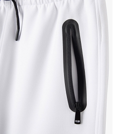 bermuda en maille extensible et taille elastiquee garcon blanc standardG630201_2