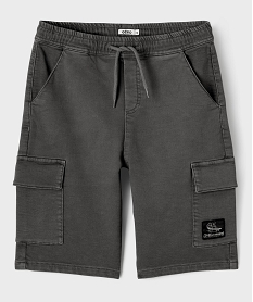 GEMO Bermuda cargo en coton stretch à coloris unique garçon gris standard