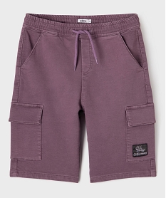 GEMO Bermuda cargo en coton stretch à coloris unique garçon violet standard
