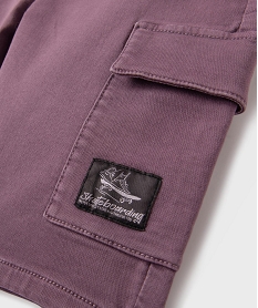 bermuda cargo en coton stretch a coloris unique garcon violet standardG630801_2