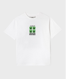 GEMO Tee-shirt manches courtes avec motif buste et dos garçon - Minecraft Blanc