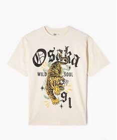 GEMO Tee-shirt manches courtes en coton imprimé garçon blanc chine