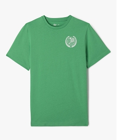 GEMO Tee-shirt manches courtes en coton imprimé devant et dos garçon vert standard