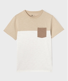 GEMO Tee-shirt manches courtes tricolore avec poche poitrine garçon beige standard