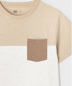 tee-shirt manches courtes tricolore avec poche poitrine garcon beige standard tee-shirtsG634501_2