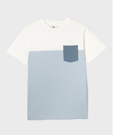 GEMO Tee-shirt manches courtes tricolore avec poche poitrine garçon bleu standard