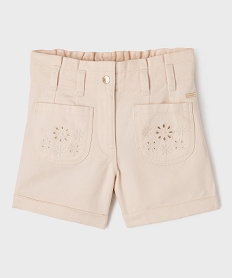 GEMO Short en toile avec poches brodées fille - LuluCastagnette blanc chine