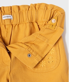 short en toile avec poches brodees fille - lulucastagnette jaune standard shortsG640201_2