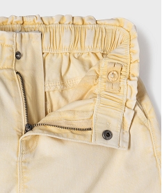 short en toile taille haute avec ceinture elastique fille jaune standard shortsG640301_2