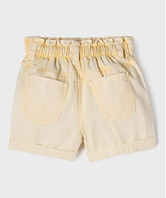 short en toile taille haute avec ceinture elastique fille jaune standard shortsG640301_3
