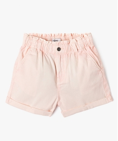 GEMO Short en toile taille haute avec ceinture élastique fille rose standard