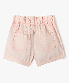 short en toile taille haute avec ceinture elastique fille rose standard shortsG640401_3