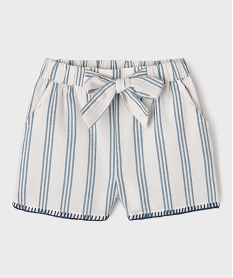 GEMO Short large en coton et lin fille Imprimé